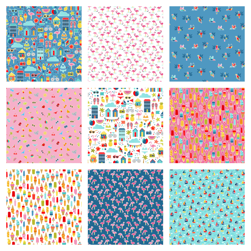 Pool Party by Makower 16 Full Collection Fat Quarter Set